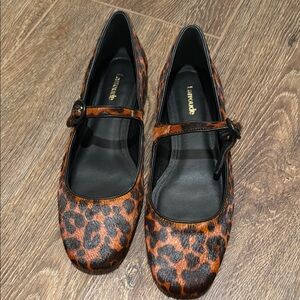 Larroude Hair On Leopard Print Flats